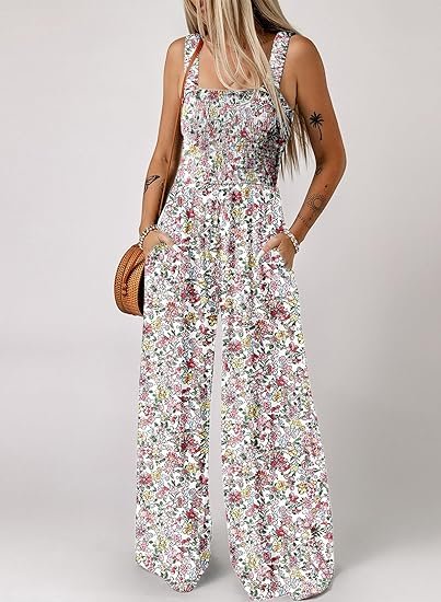 Women Casual Loose Printed Wide Leg Sleeveless Jumpsuit - Image 3