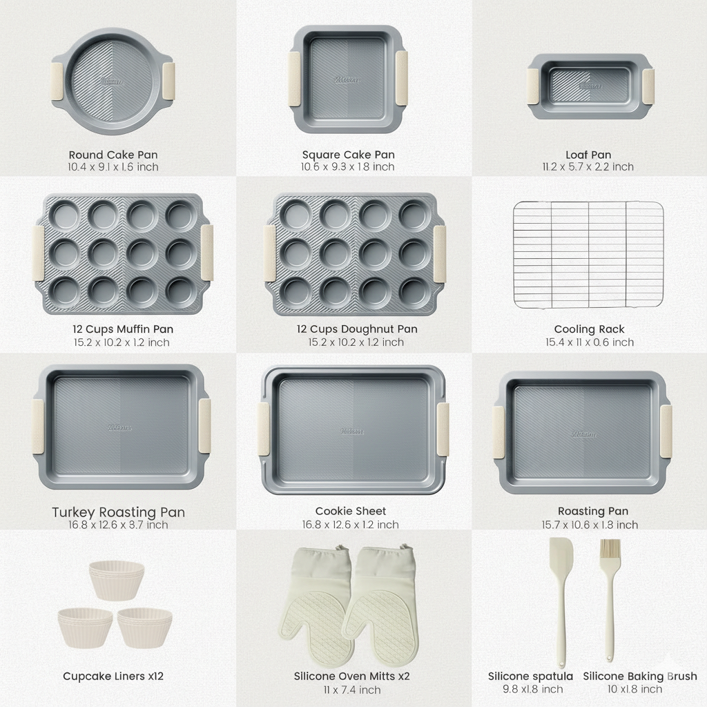 25-Piece Stackable Nonstick Bakeware Set with Silicone Handles - Image 2