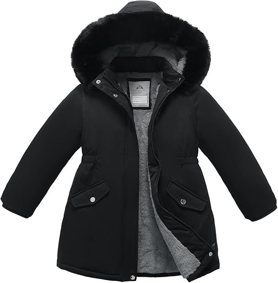 Girls Waterproof Winter Coat Hooded Puffer Parka Jacket - Image 3
