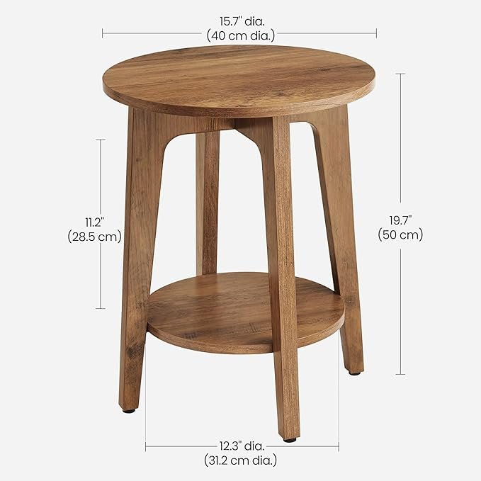 2-Tier Round Side Table with Tapered Legs - Image 3