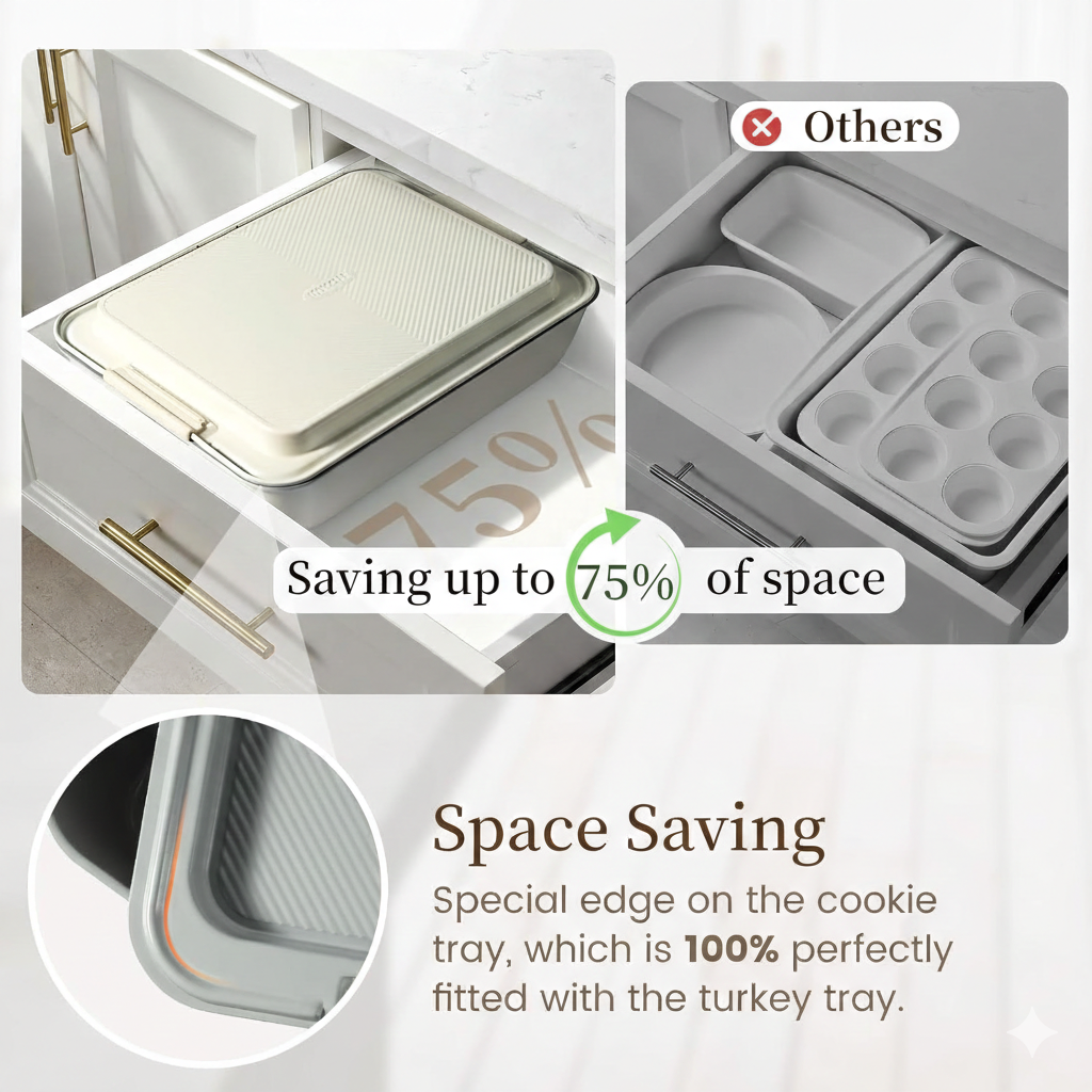 25-Piece Stackable Nonstick Bakeware Set with Silicone Handles - Image 3