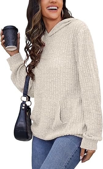 Womens Long Sleeve Pullover Hoodie Kangaroo Pocket Sweatshirt - Image 4