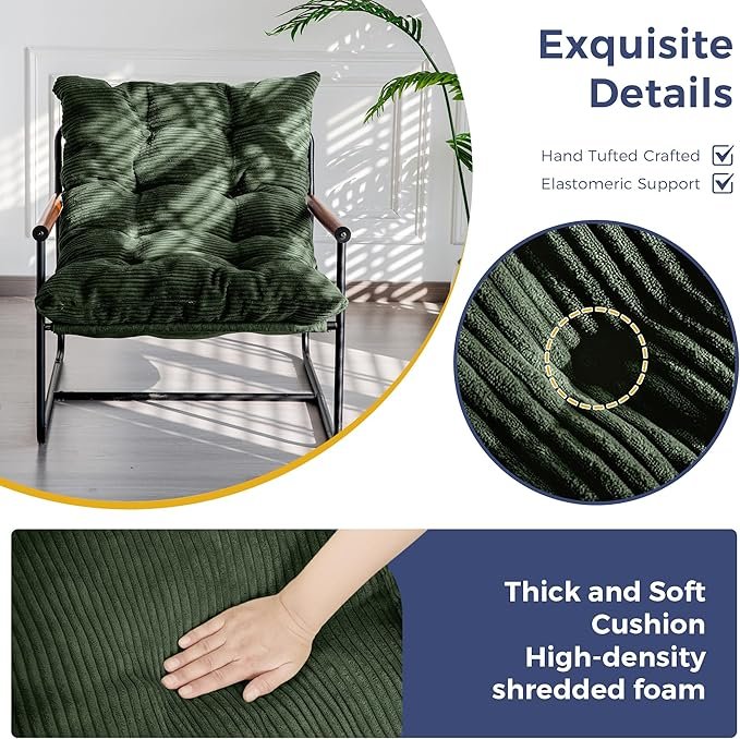 Modern Accent Chair with Metal Frame and Wooden Armrests - Image 2