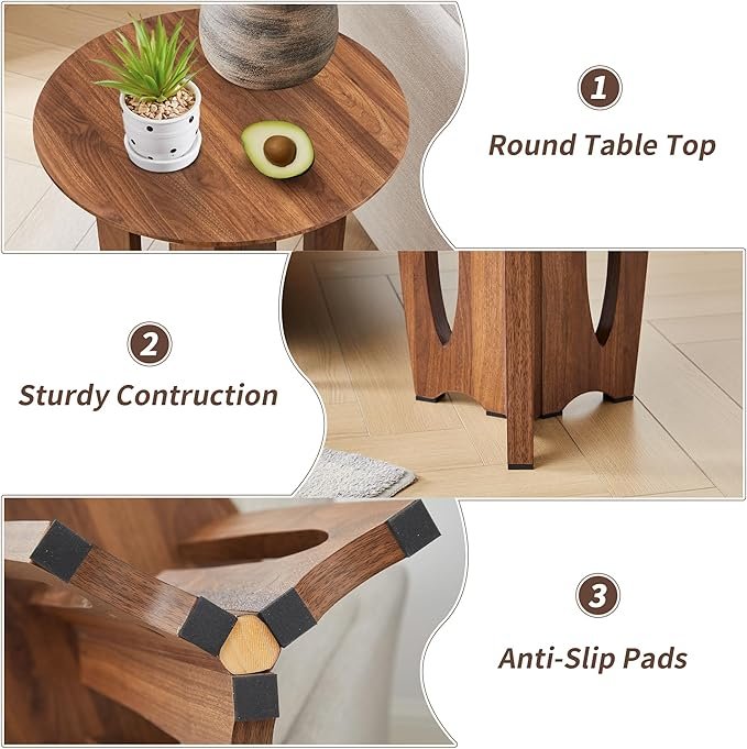 Mid-Century Modern Round End Table Set of Two - Image 2