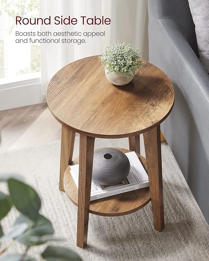 2-Tier Round Side Table with Tapered Legs - Image 2